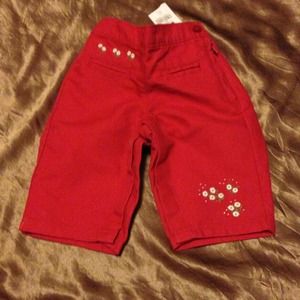 Baby gap red pants white flowers 3-6mo New