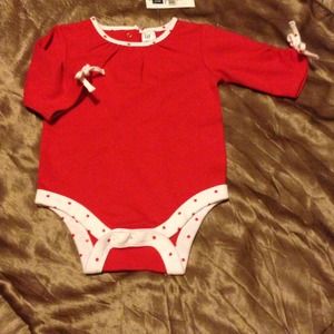 Baby gap onsie red white polka dots 3-6 mo new