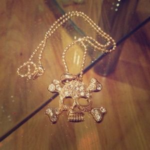 Gold Sparkle Skull Necklace