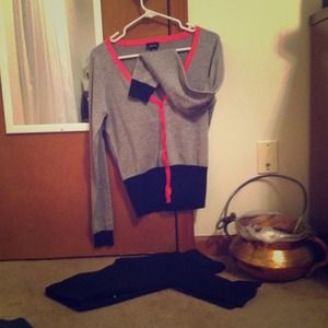 Grey,pink,&black sweater!