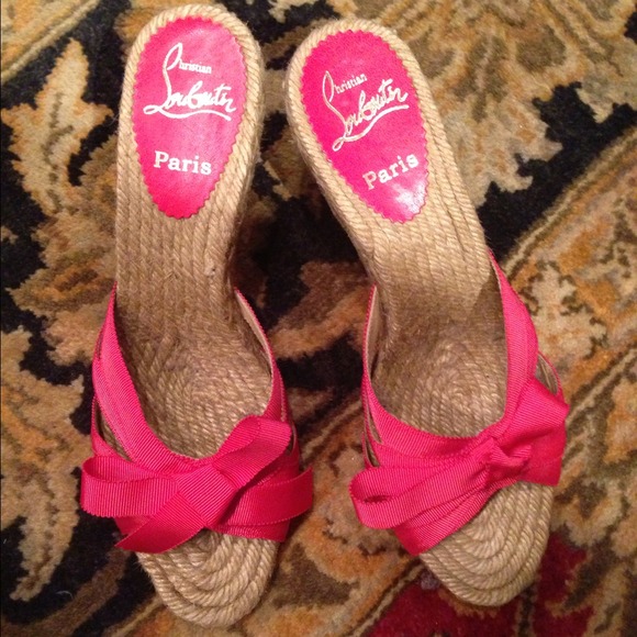 Christian Louboutin Red Ribbon Espadrille Heels 39