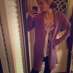 NWOT Lavender Knee length Cardigan