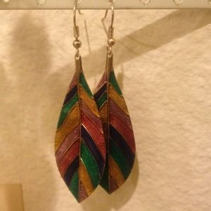 Rainbow feather earrings