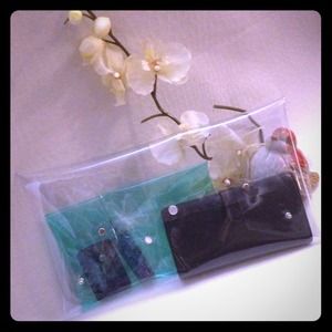 2 Clutches- Clear Vinyl Clutch & Mini Green Clutch