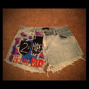 Custom Handpainted 80s Theme Cutoffs