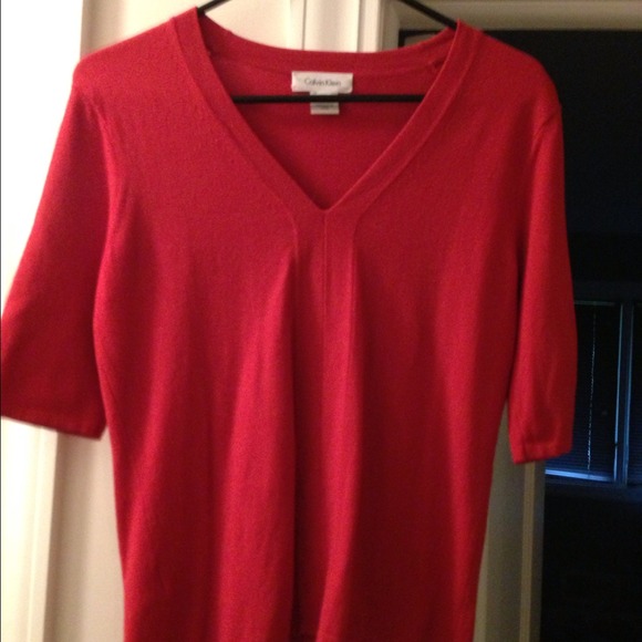 Calvin Klein red short sleeved sweater, XS