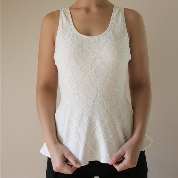 Tops - White Peplum Top