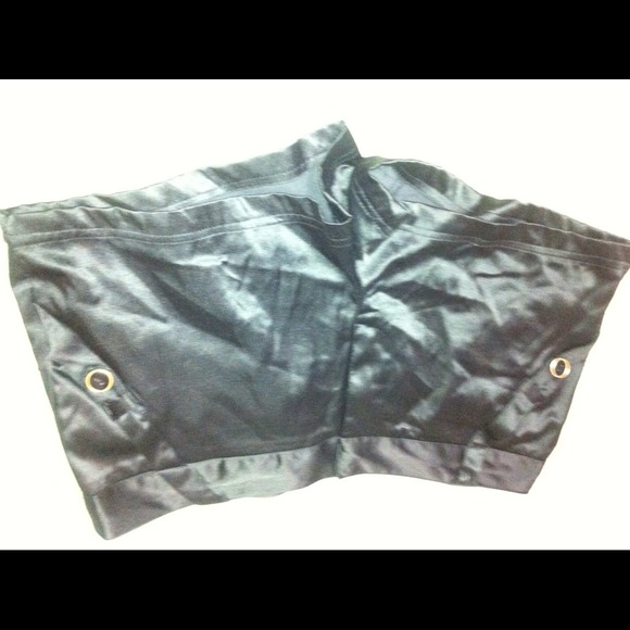 Black satin shorts