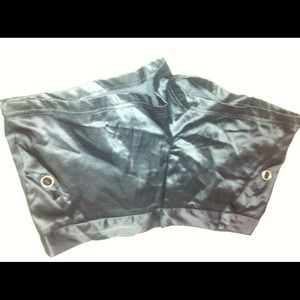 Black satin shorts