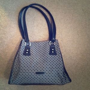 Black and gray handbag