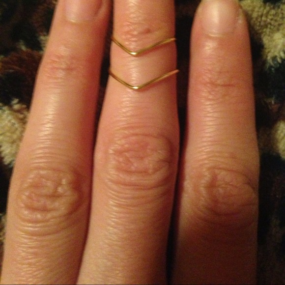 2 double chevron knuckle rings