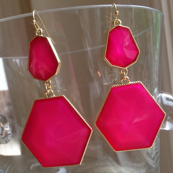 SOLD Bright Geometric Pink Earrings