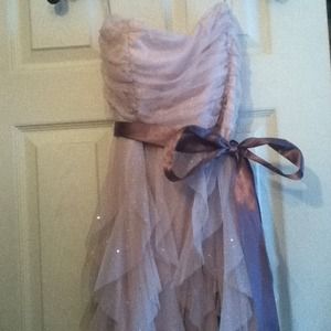 Strapless Champagne sparkly low high dress