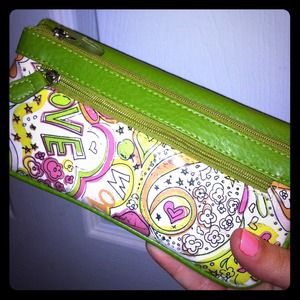Bright green graffiti wallet