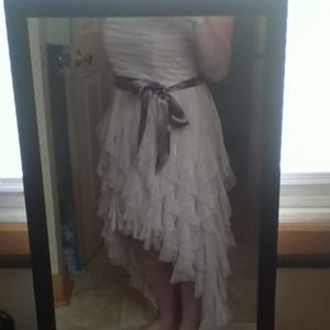 Strapless Champagne high low sparkly dress