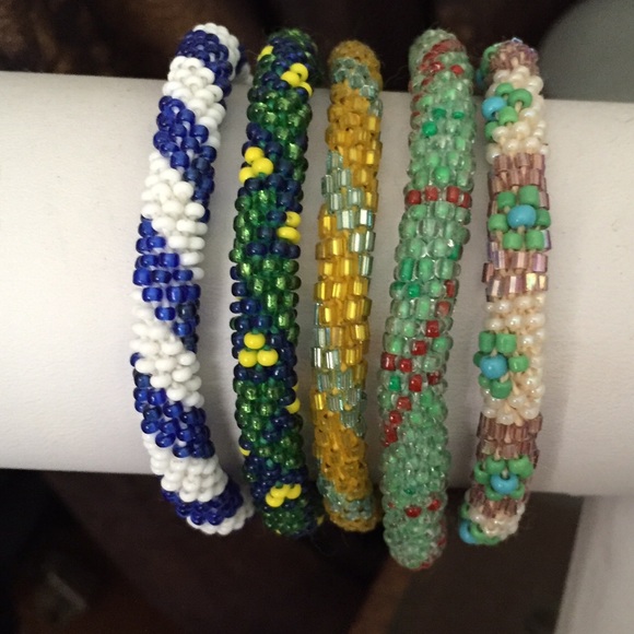 RESTOCKED****Nepal Hand Beaded Bracelets - Picture 2 of 2