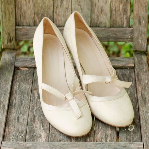 Cream suede bow-tied Mary Janes