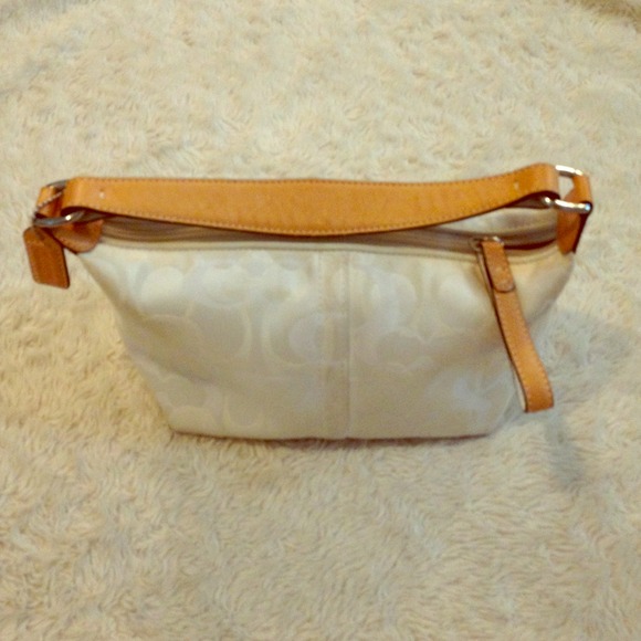 Authentic White and Tan Coach Purse
