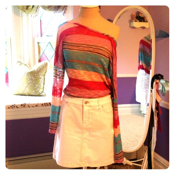 SOLD White denim mini skirt