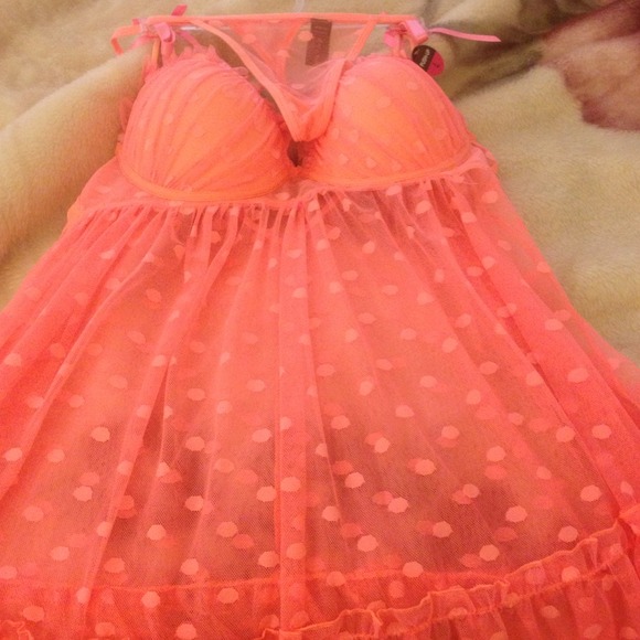 Elegant and cute coral lingerie set