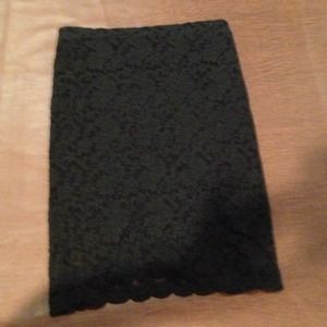 High waist black lace pencil skirt