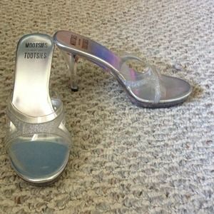Silver glitter, clear heels by Mootsies Tootsies