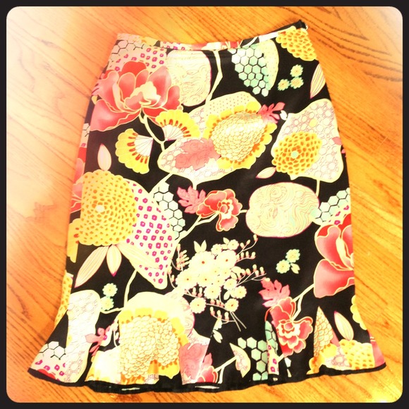 Silk floral skirt