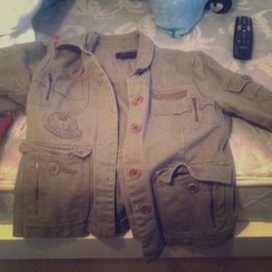 BCBG Maxazria Olive Green distressed jacket