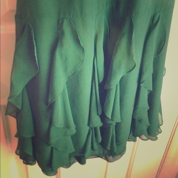 Green Ruffled Halter Dress w/ Brown Belt