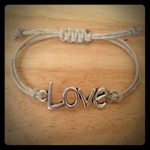 LOVE Charm Adjustable Natural Hemp Bracelet