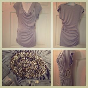 👛SOLD2 @King25👛CACHE Gray/Silver Sequins Top