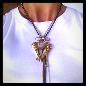 Betsey Johnson gold and crystal heart necklace