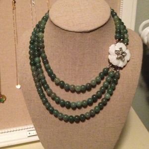 triple strand green necklace