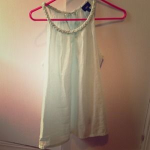 Braided Neck Line Light Blue Tank Top