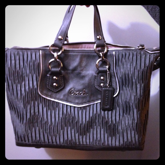 ☀Reserved☀COACH ASHLEY GATHERED SATIN SATCHEL