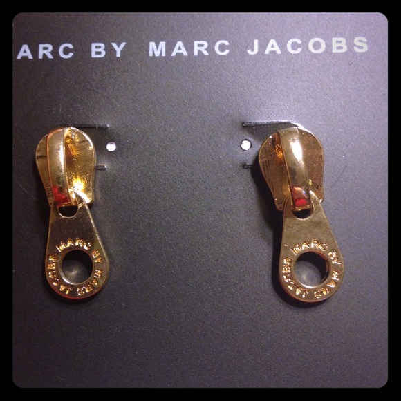 Marc by Marc Jacobs gold tone zipper earrings