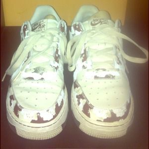 Brown army print Air Force 1s