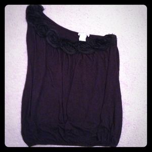 Body Central black floral scoop top