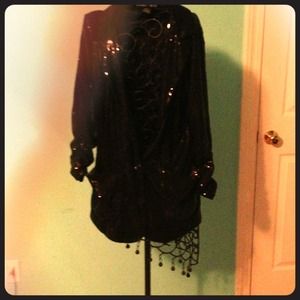Black sequin party blazer