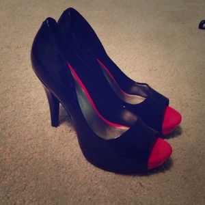 Black open-toe heels
