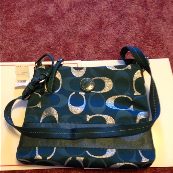 Coach crossbody teal handbag