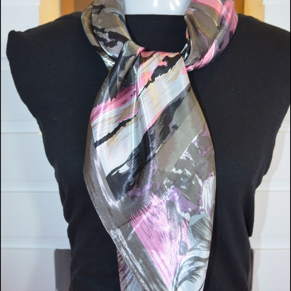 Grey tone silky feeling scarf - Picture 2 of 2