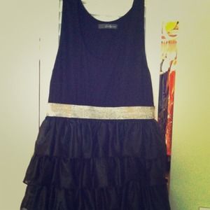 Party dress- ruffle skirt and gold band for belt