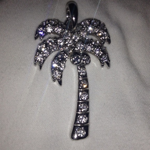Palm tree rhinestone pendant