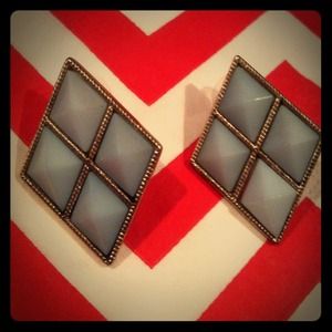 Large diagonal stud earrings