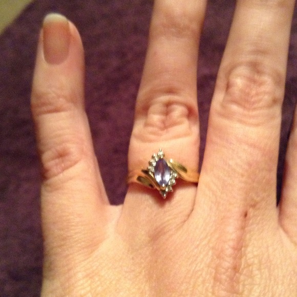 14k Yellow Gold Diamond and Tanzinite Ring
