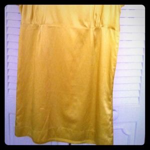 Bright yellow, satin shift dress