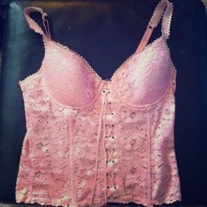 Pink lace bustier