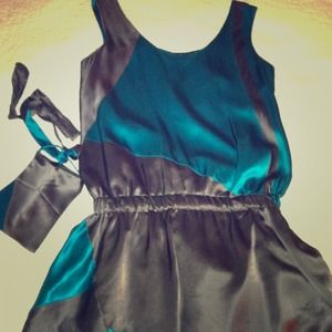 Teal & Brown Asymmetrical pattern Cocktail mini