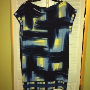 BCBG blue and yellow day to night dress
